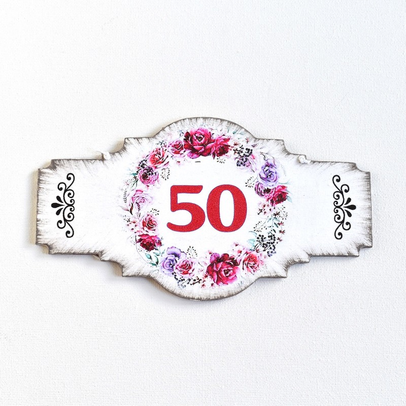 Tabuľka 50 na narodeniny červená