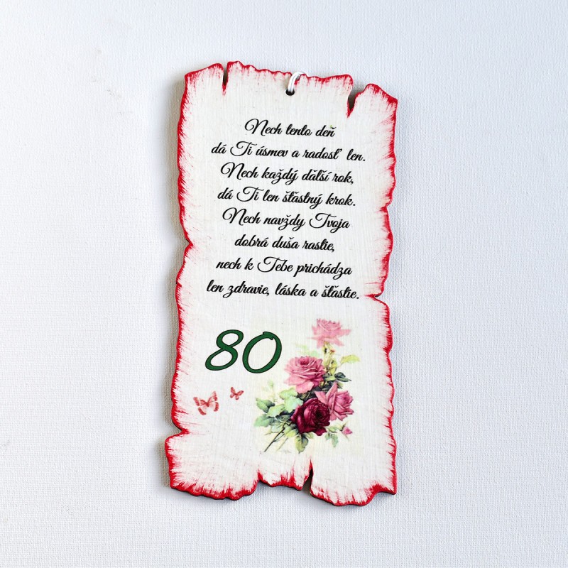 Tabuľka k narodeninám 80